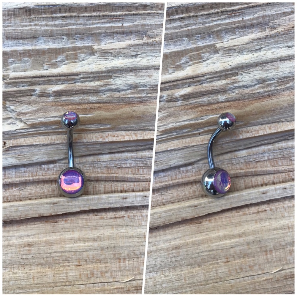 Pink Holographic Belly Button Navel Ring